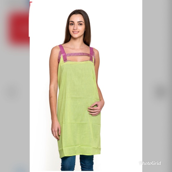 Lime Green and Purple Cotton Lace Tunic - Picture 2 of 3